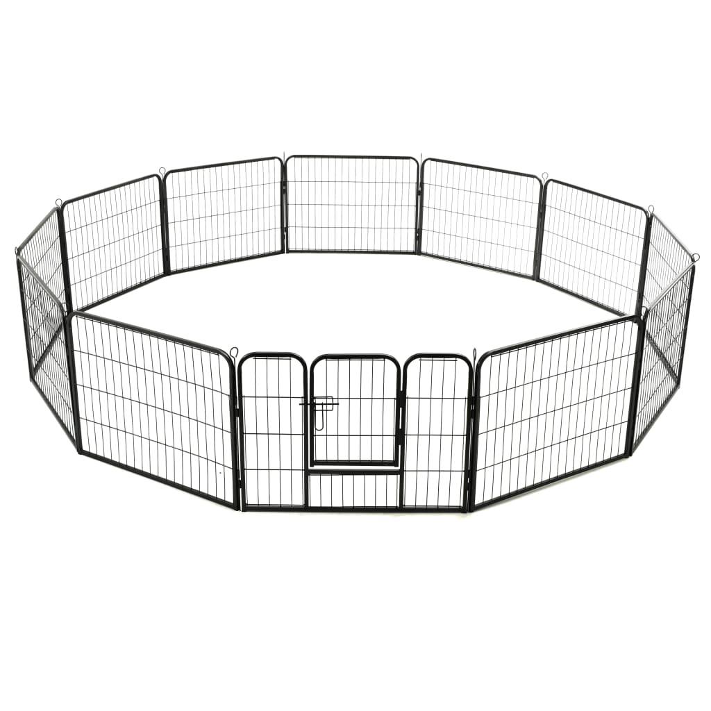 Dog Playpen 12 Panels Steel 31.5"x23.6" Black at Set Shop and Smile