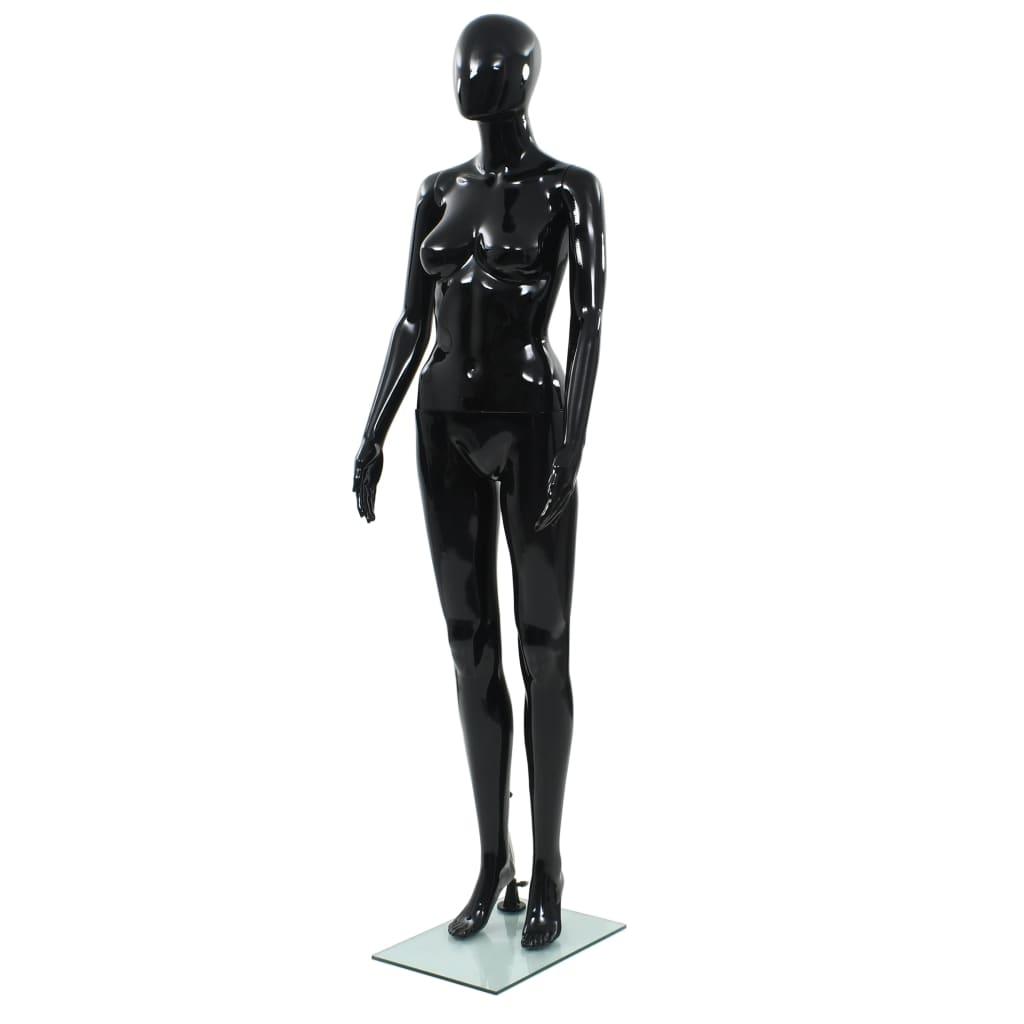 Full Body Female Mannequin with Glass Base Glossy Black 68.9" at Set Shop and Smile
