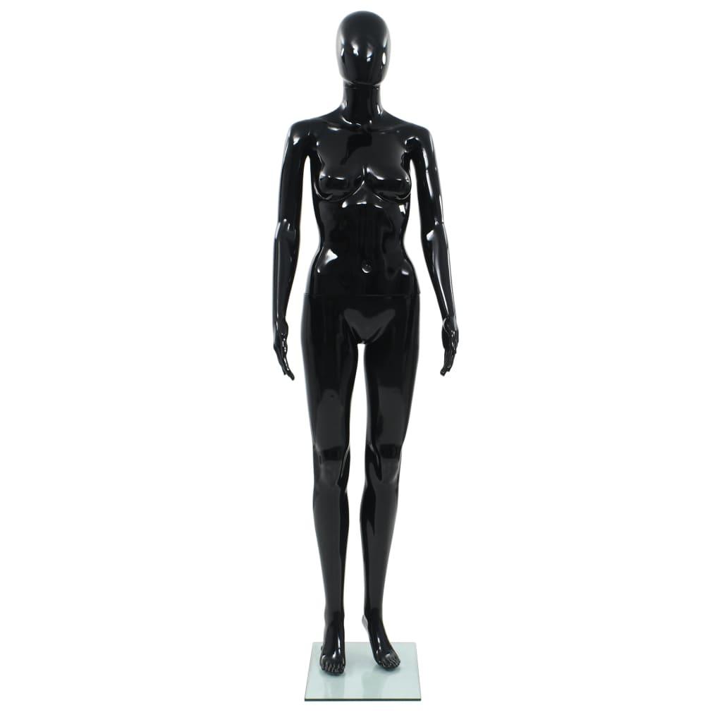 Full Body Female Mannequin with Glass Base Glossy Black 68.9" at Set Shop and Smile
