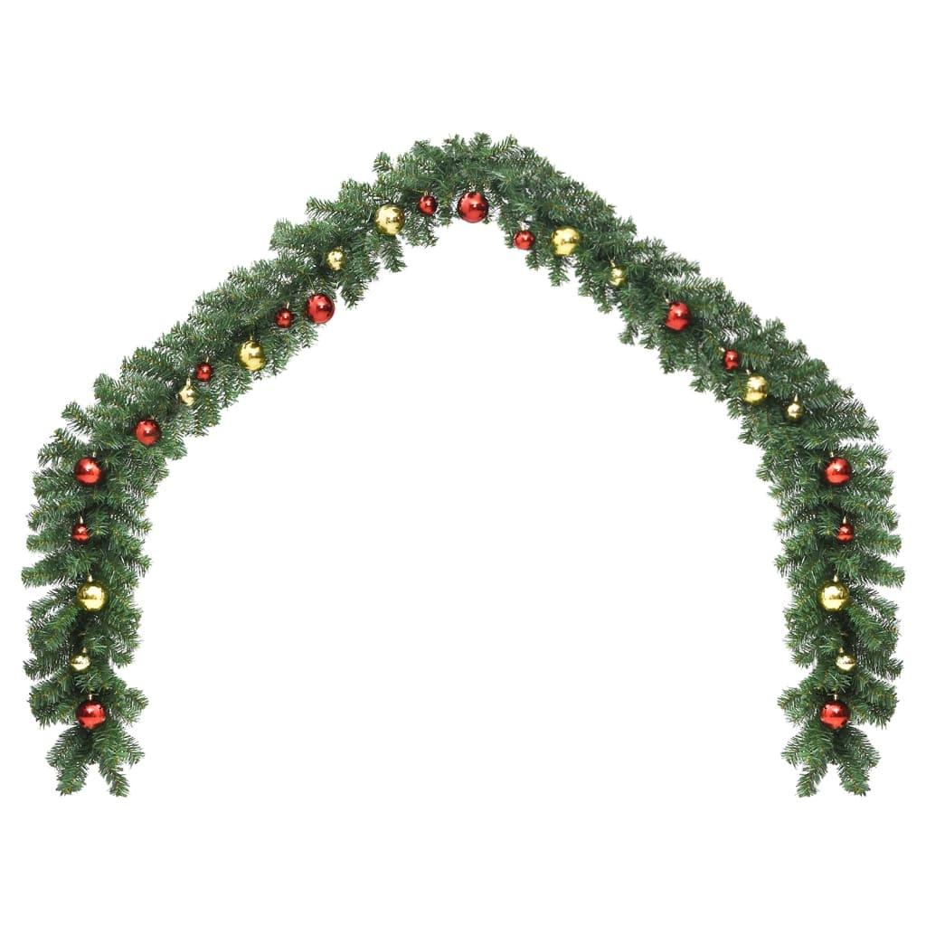 Christmas Garland Decorated with Baubles and LED Lights 16 ft at Set Shop and Smile