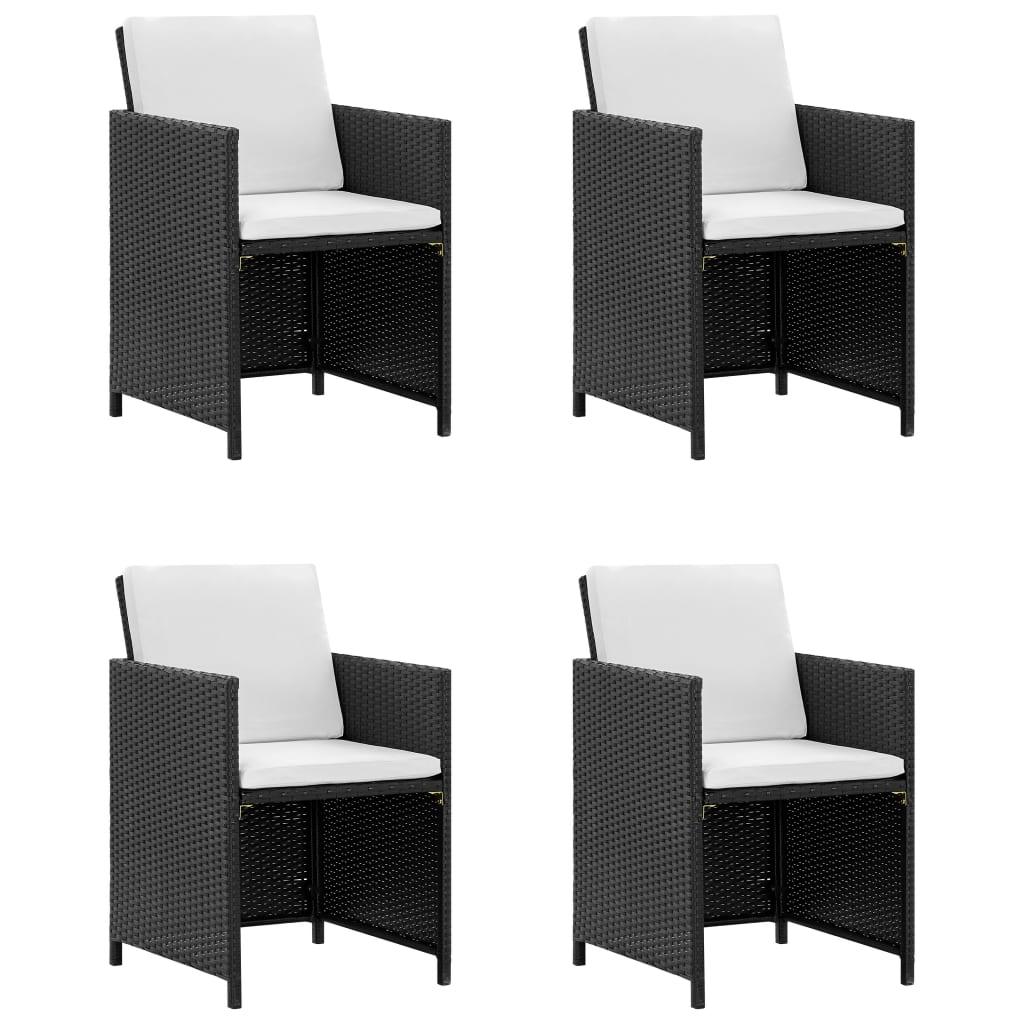 5 Piece Patio Dining Set with Cushions Poly Rattan Black at Set Shop and Smile