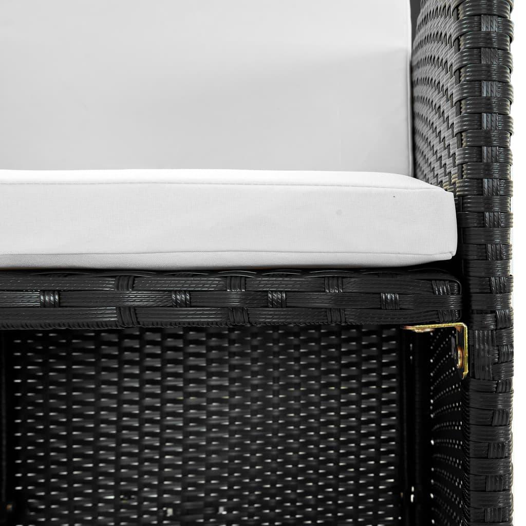 5 Piece Patio Dining Set with Cushions Poly Rattan Black at Set Shop and Smile