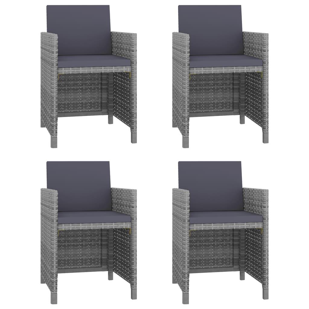 5 Piece Patio Dining Set with Cushions Poly Rattan Gray at Set Shop and Smile
