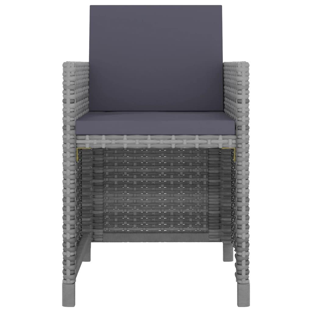 5 Piece Patio Dining Set with Cushions Poly Rattan Gray at Set Shop and Smile