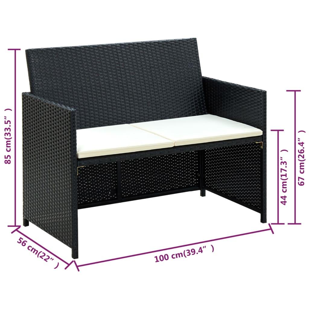 4 Piece Patio Lounge with Cushions Set Poly Rattan Black at Set Shop and Smile