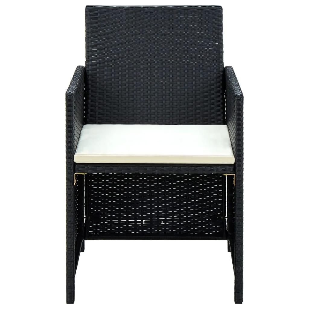 4 Piece Patio Lounge with Cushions Set Poly Rattan Black at Set Shop and Smile