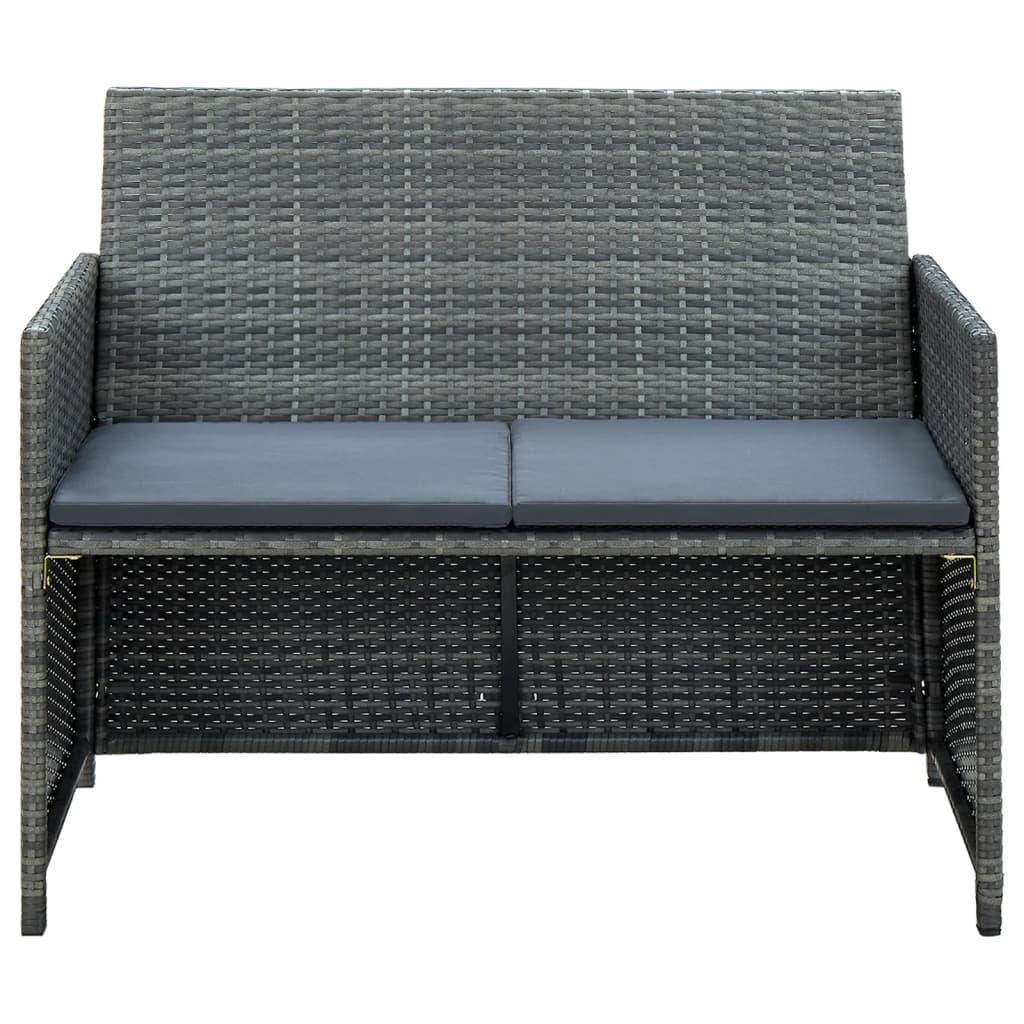 4 Piece Patio Lounge with Cushions Set Poly Rattan Gray at Set Shop and Smile