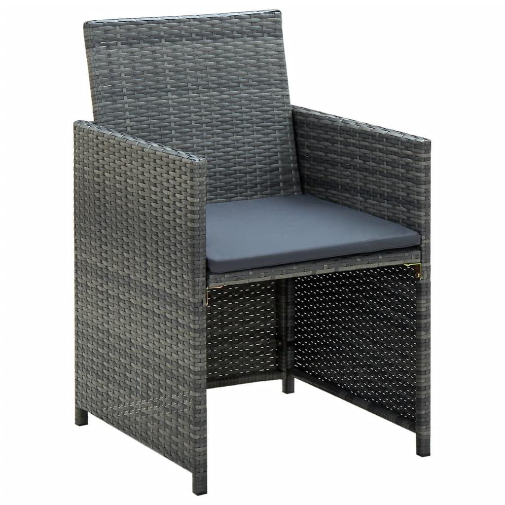 4 Piece Patio Lounge with Cushions Set Poly Rattan Gray at Set Shop and Smile