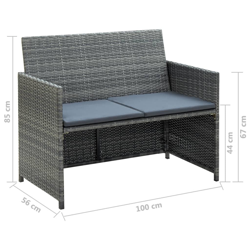4 Piece Patio Lounge with Cushions Set Poly Rattan Gray at Set Shop and Smile