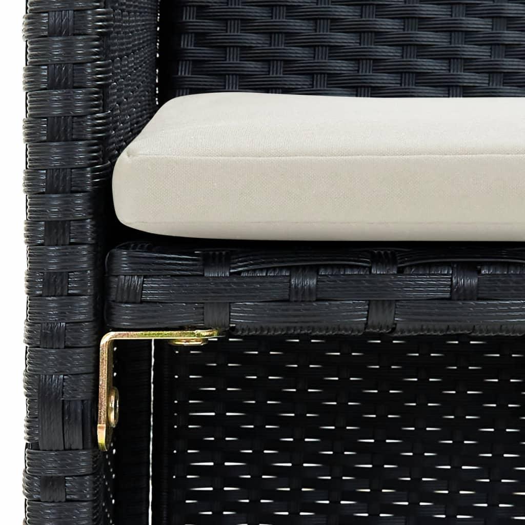 2 Seater Patio Sofa with Cushions Black Poly Rattan at Set Shop and Smile