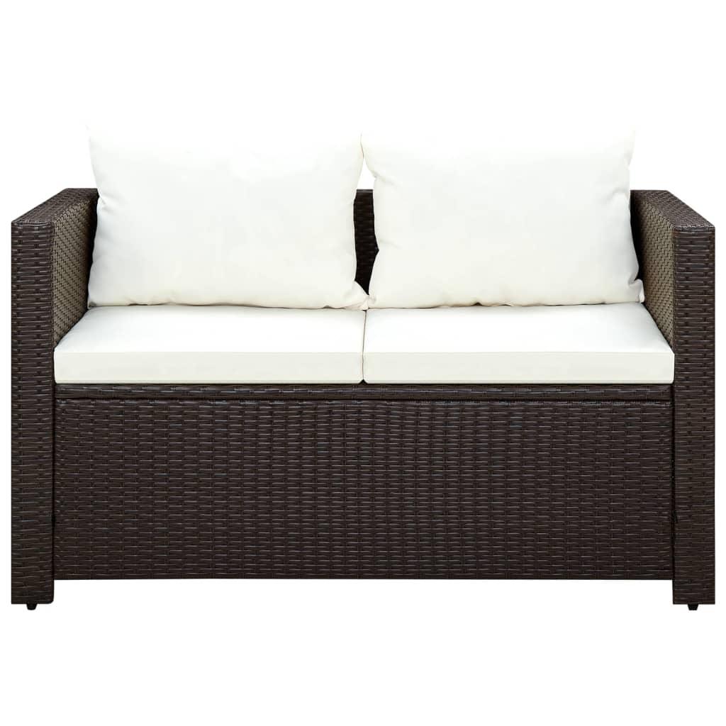 3 Piece Bistro Set Poly with Cushions Rattan Brown at Set Shop and Smile