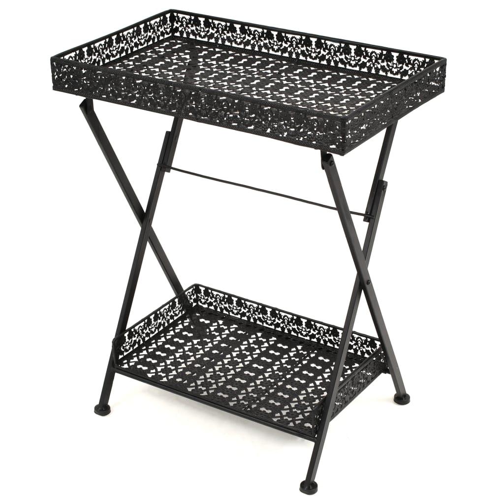 Folding Tea Table Vintage Style Metal 22.8"x13.8"x28.3" Black at Set Shop and Smile