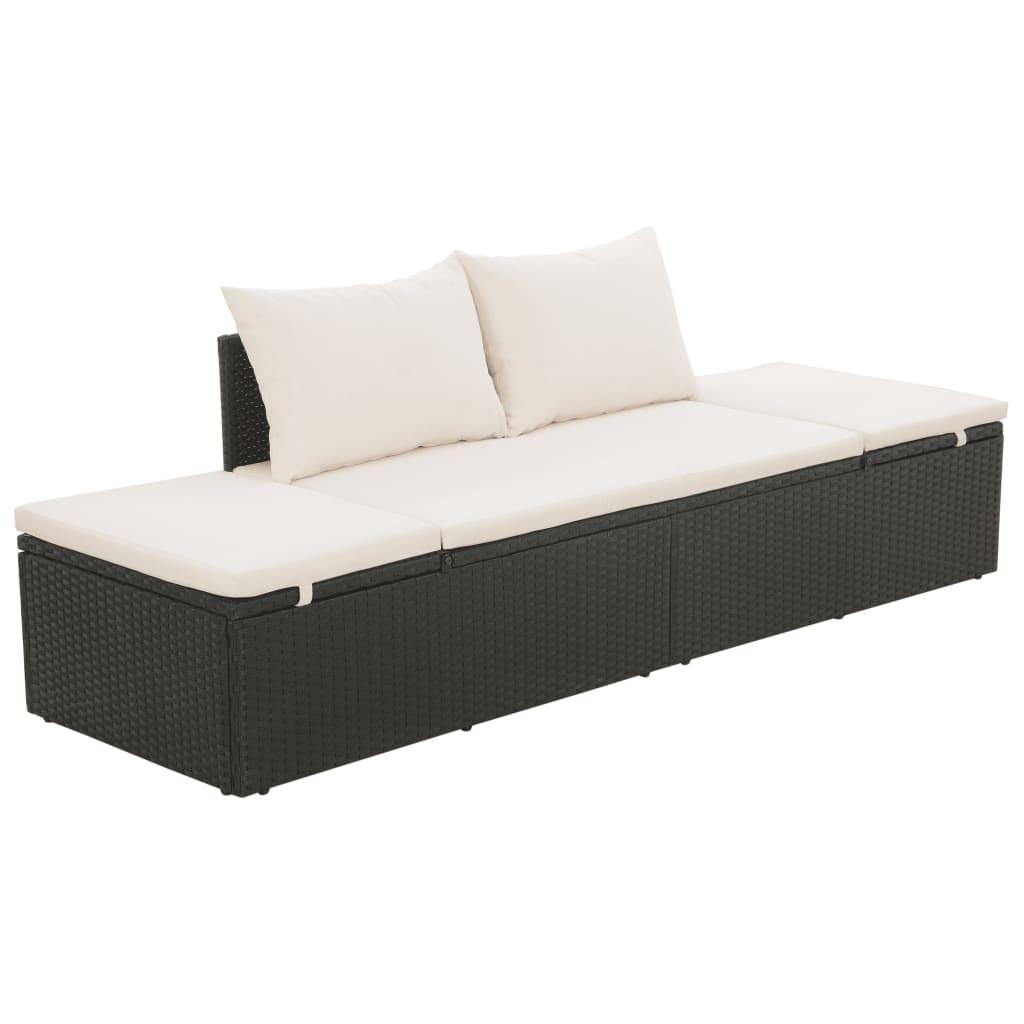 Patio Bed Black 76.8"x23.6" Poly Rattan at Set Shop and Smile