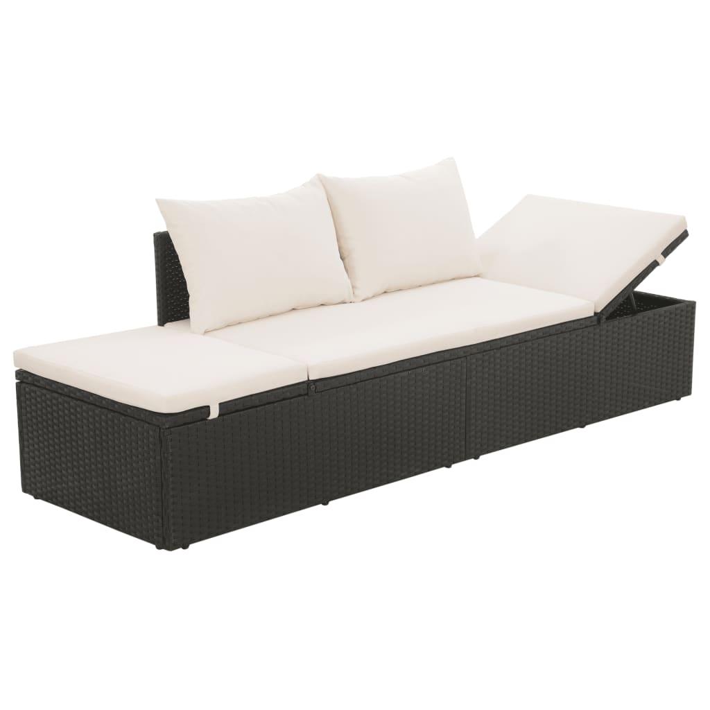 Patio Bed Black 76.8"x23.6" Poly Rattan at Set Shop and Smile