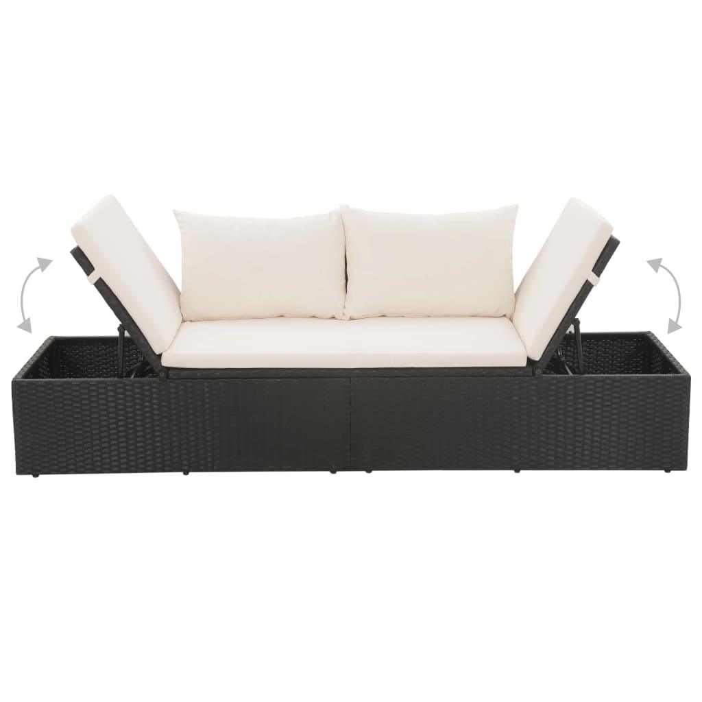 Patio Bed Black 76.8"x23.6" Poly Rattan at Set Shop and Smile