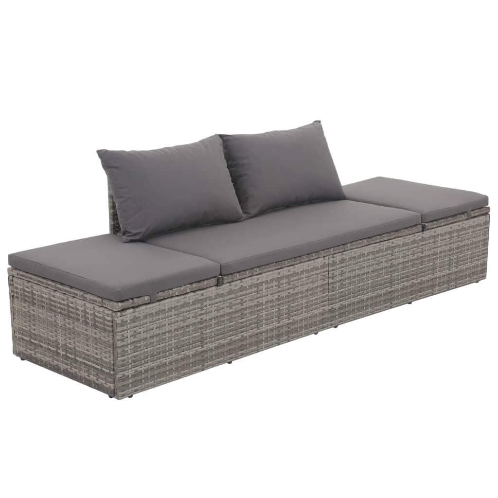 Patio Bed Gray 76.8"x23.6" Poly Rattan at Set Shop and Smile