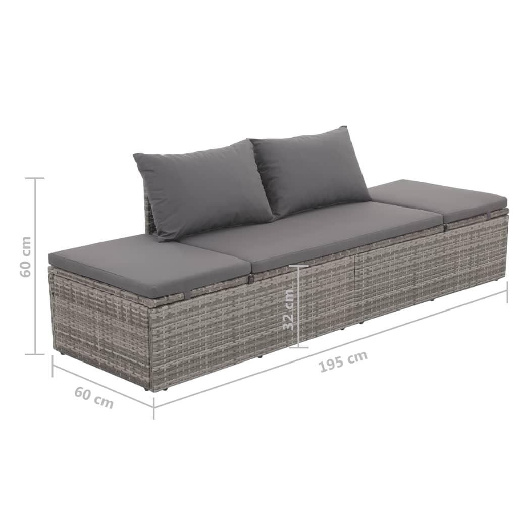 Patio Bed Gray 76.8"x23.6" Poly Rattan at Set Shop and Smile