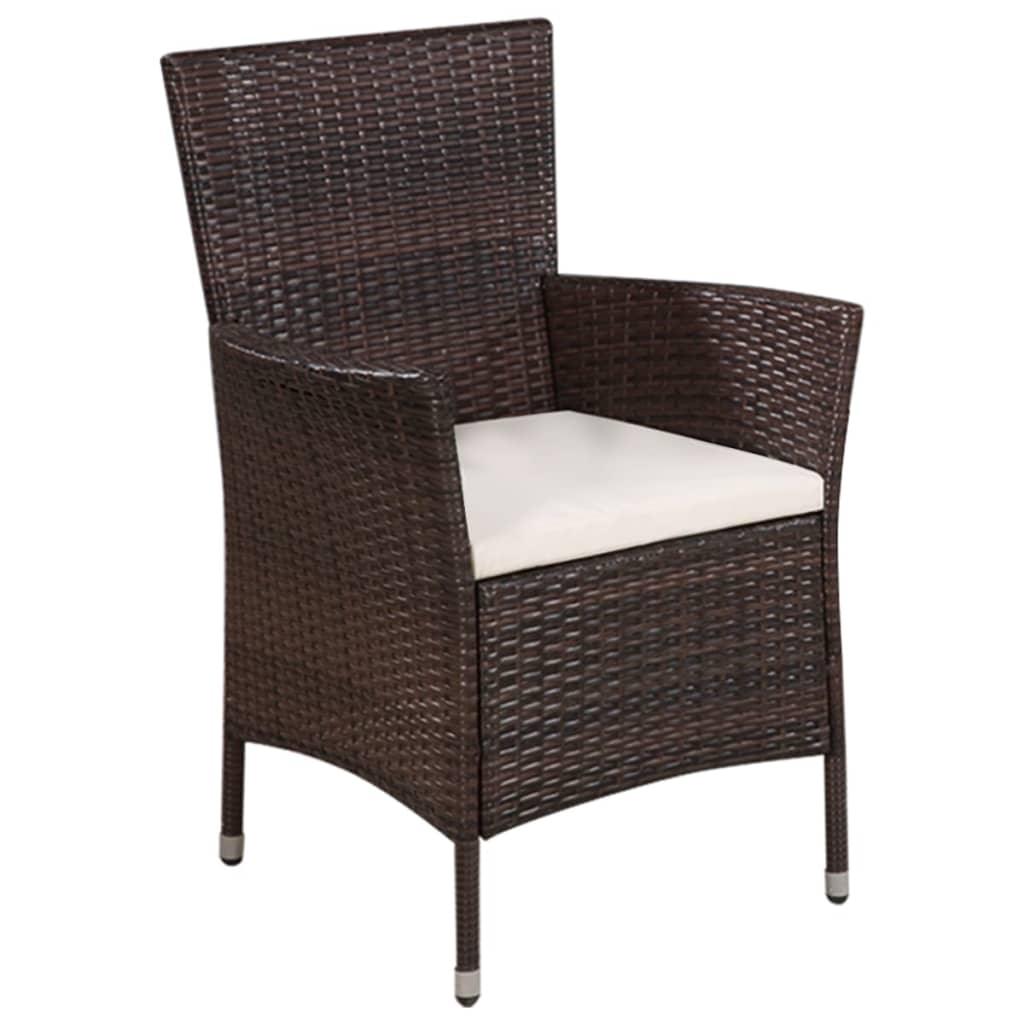 Patio Chair and Stool with Cushions Poly Rattan Brown at Set Shop and Smile