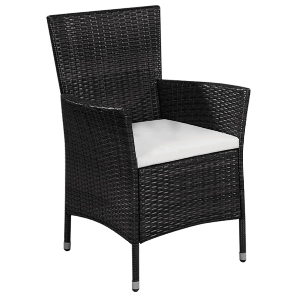 Patio Chair and Stool with Cushions Poly Rattan Black at Set Shop and Smile