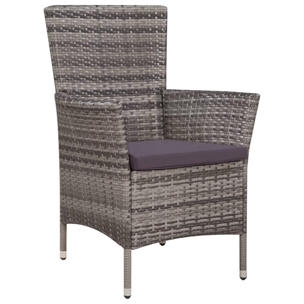 Patio Chair and Stool with Cushions Poly Rattan Gray at Set Shop and Smile