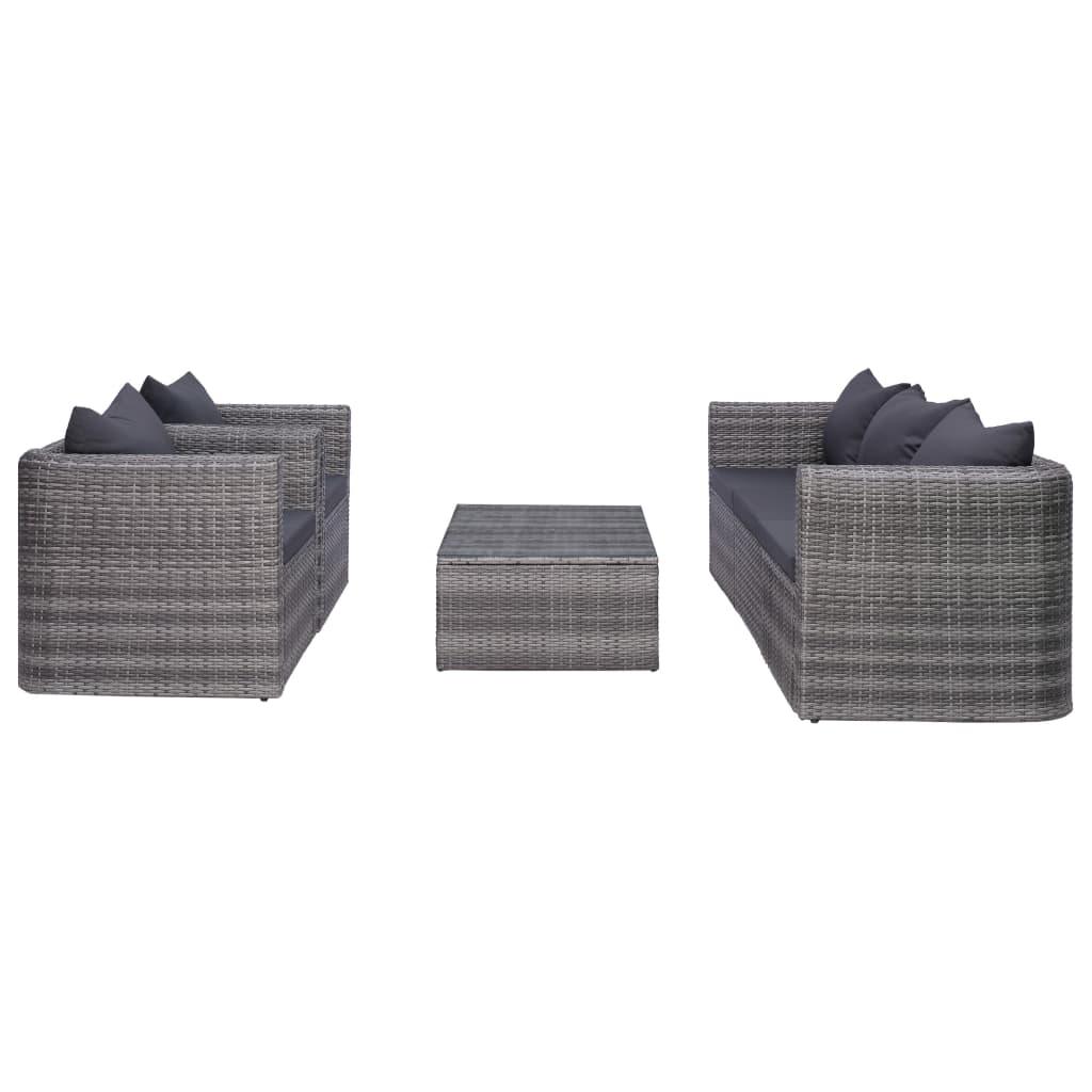 6 Piece Patio Sofa Set with Cushions & Pillows Poly Rattan Gray at Set Shop and Smile