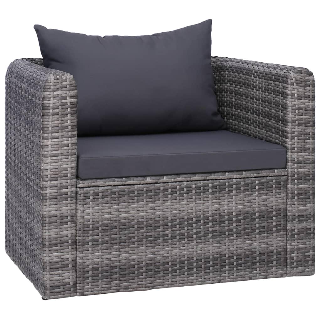 Patio Chair with Cushion and Pillow Poly Rattan Gray at Set Shop and Smile