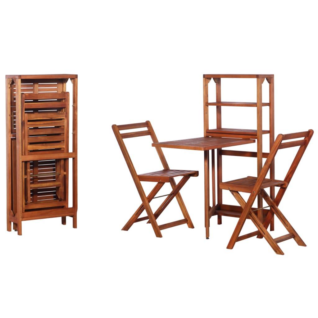 3 Piece Folding Bistro Set Solid Acacia Wood at Set Shop and Smile