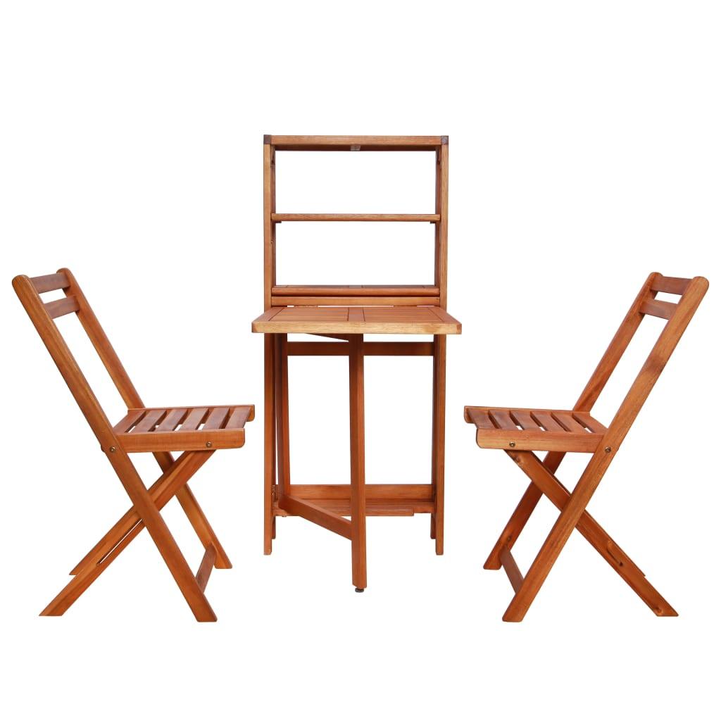 3 Piece Folding Bistro Set Solid Acacia Wood at Set Shop and Smile