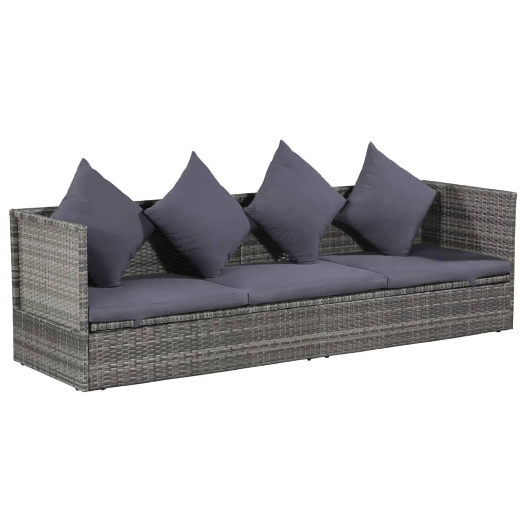Patio Bed Gray 78.7"x23.6" Poly Rattan at Set Shop and Smile