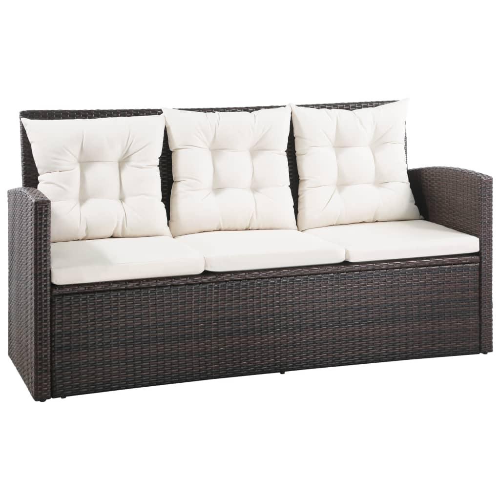5 Piece Patio Lounge Set with Cushions Poly Rattan Brown at Set Shop and Smile