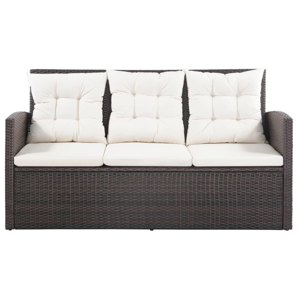 5 Piece Patio Lounge Set with Cushions Poly Rattan Brown at Set Shop and Smile