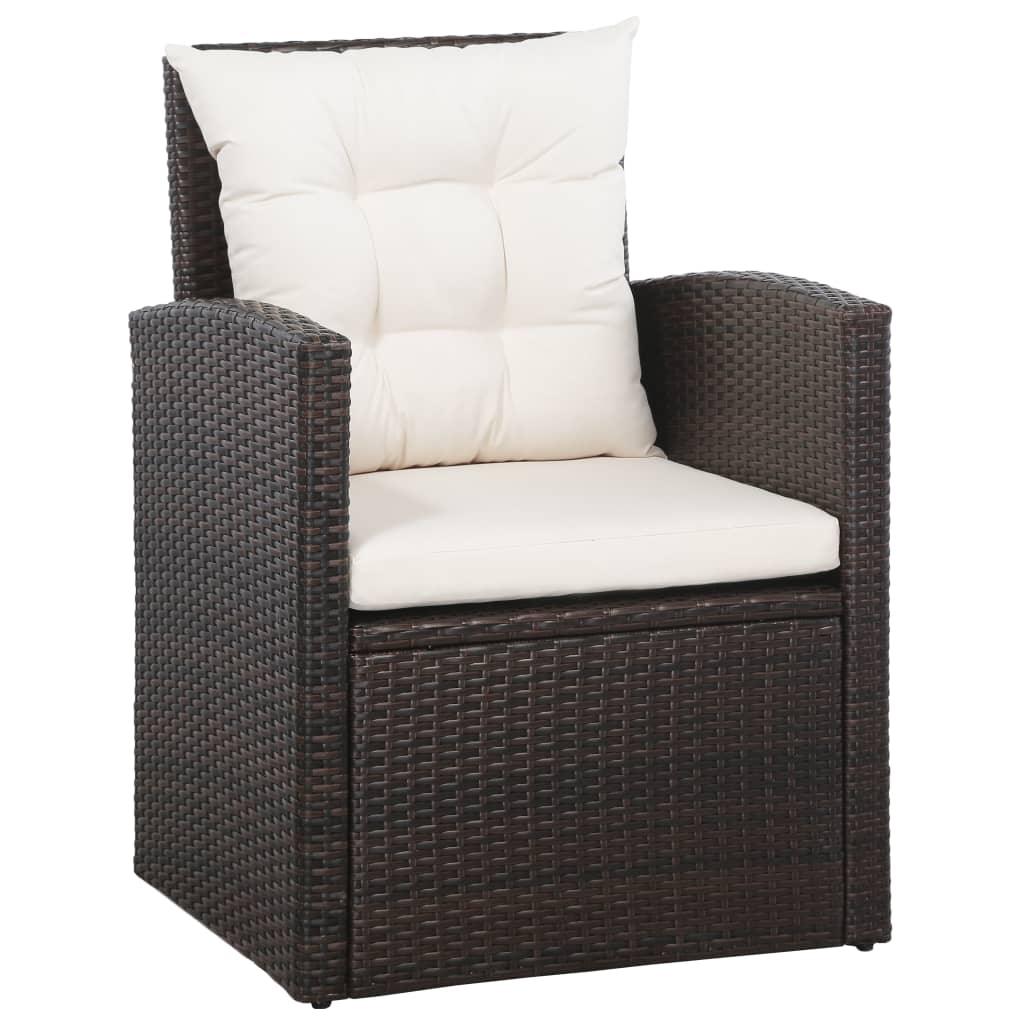 5 Piece Patio Lounge Set with Cushions Poly Rattan Brown at Set Shop and Smile