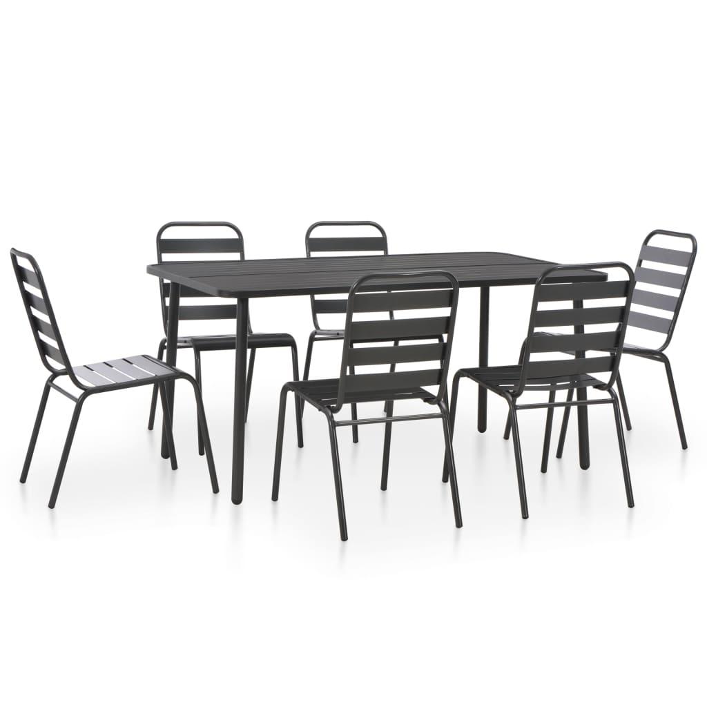 7 Piece Patio Dining Set Steel Dark Gray at Set Shop and Smile