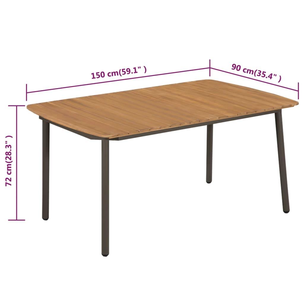 Patio Table 59"x35.4"x28.3" Solid Acacia Wood and Steel at Set Shop and Smile