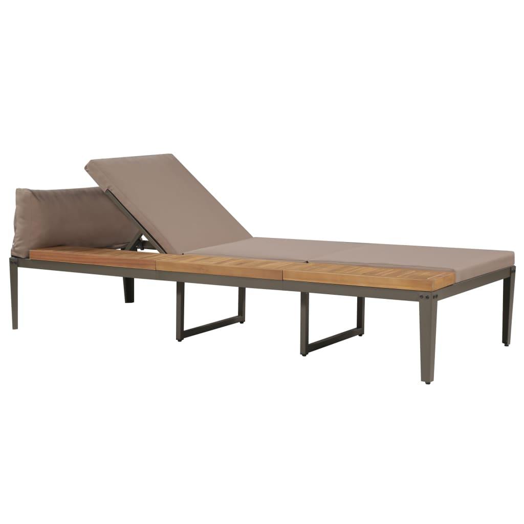 Sun Lounger with Cushions Solid Acacia Wood Brown at Set Shop and Smile