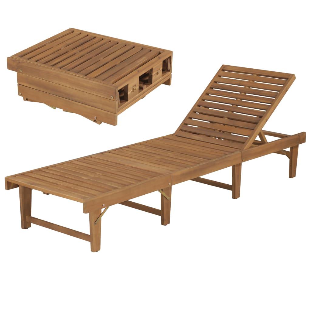 Folding Sun Lounger Solid Acacia Wood at Set Shop and Smile