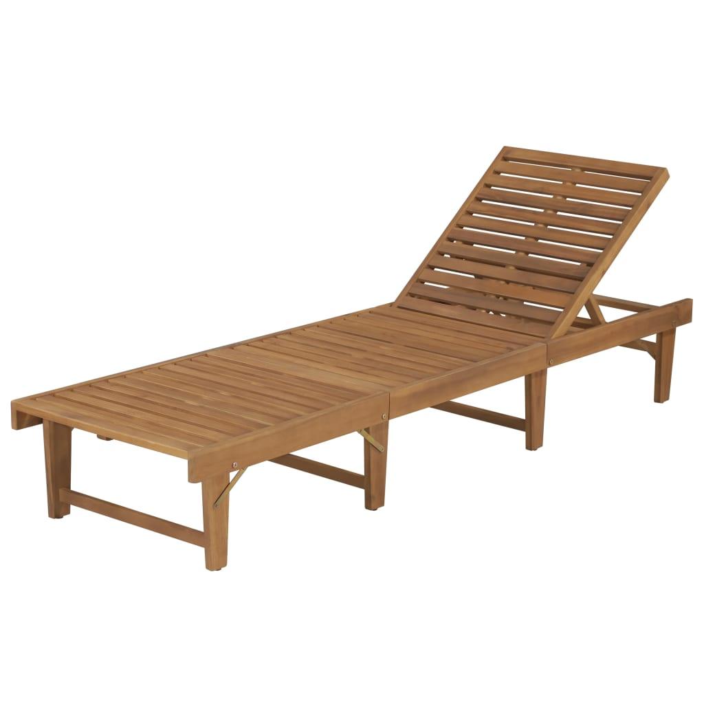 Folding Sun Lounger Solid Acacia Wood at Set Shop and Smile