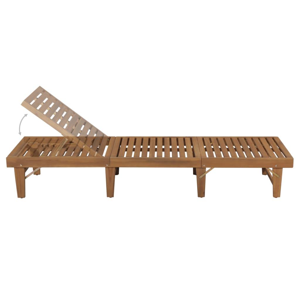 Folding Sun Lounger Solid Acacia Wood at Set Shop and Smile