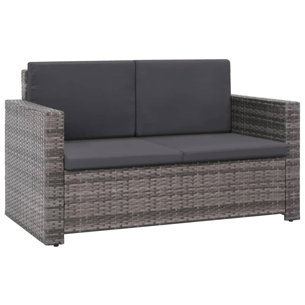 2 Piece Patio Lounge Set with Cushions Poly Rattan Gray at Set Shop and Smile