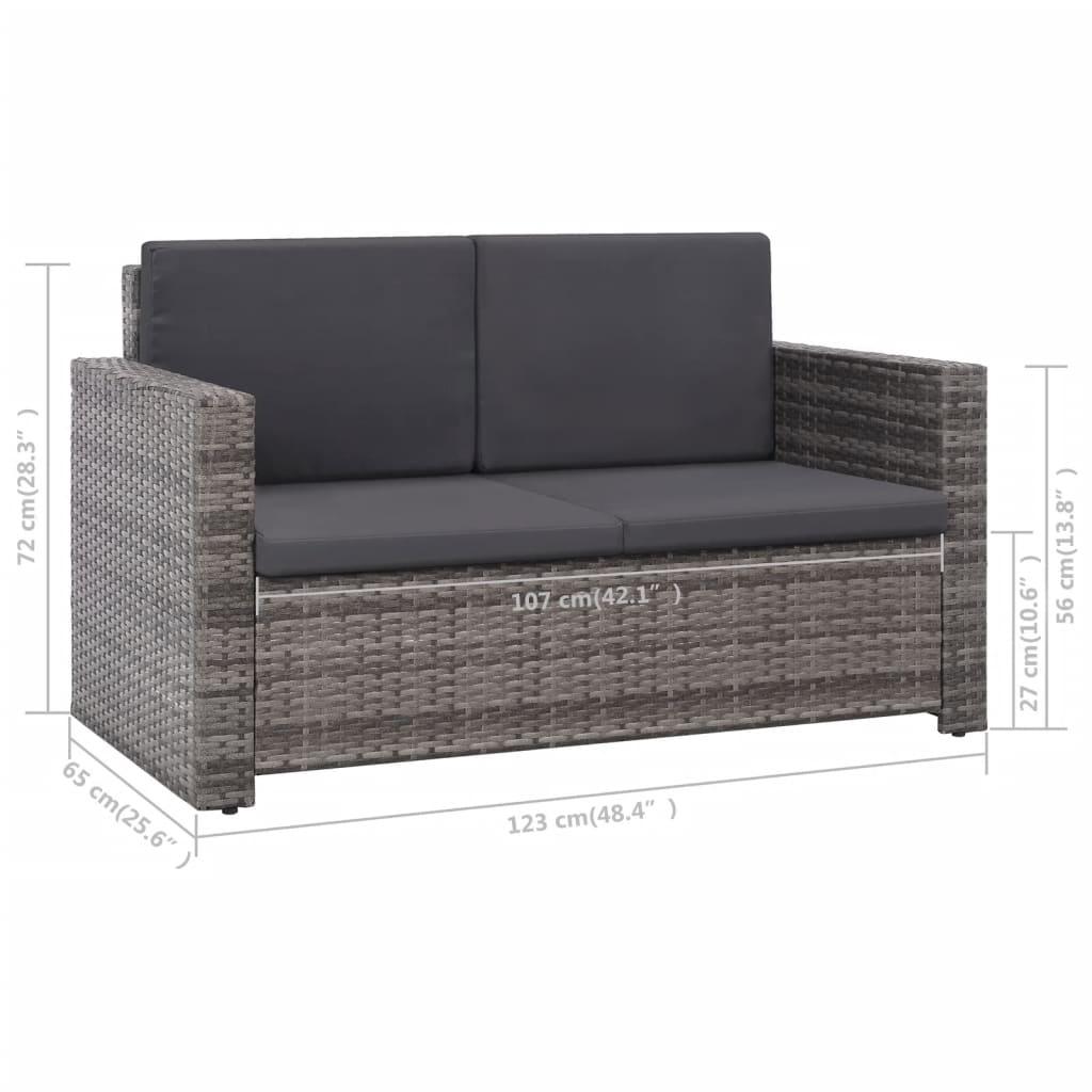 2 Piece Patio Lounge Set with Cushions Poly Rattan Gray at Set Shop and Smile