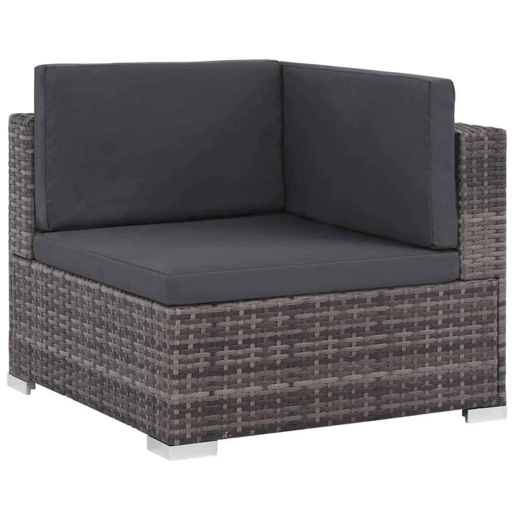 6 Piece Patio Lounge Set with Cushions Poly Rattan Gray at Set Shop and Smile