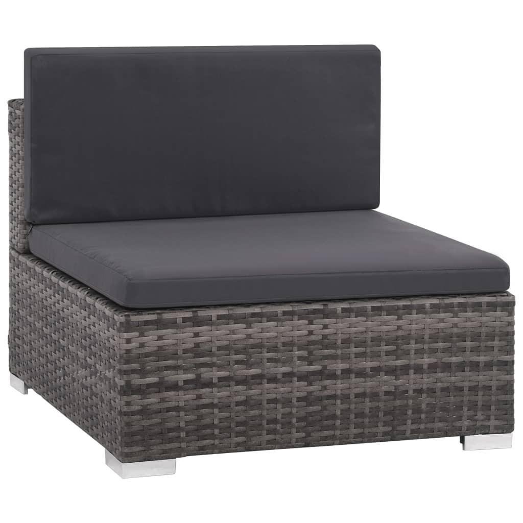 6 Piece Patio Lounge Set with Cushions Poly Rattan Gray at Set Shop and Smile