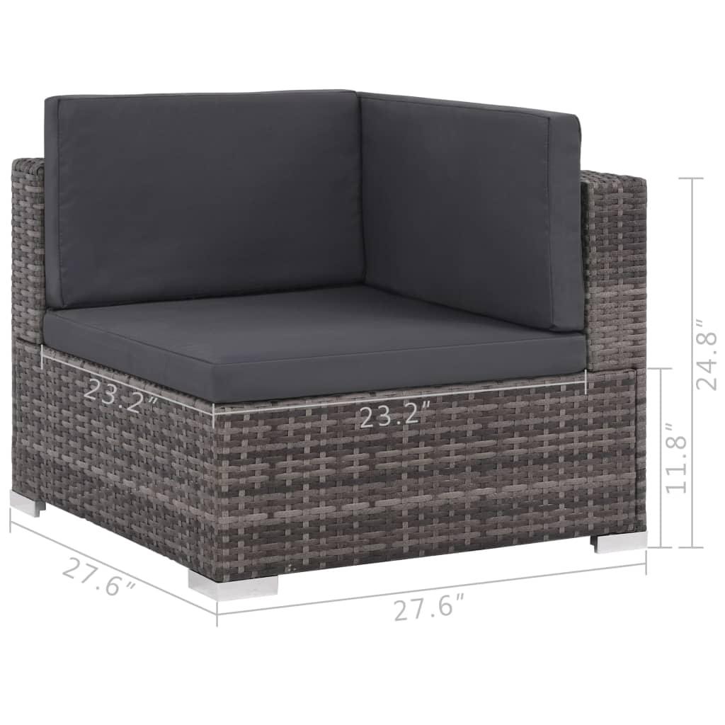 6 Piece Patio Lounge Set with Cushions Poly Rattan Gray at Set Shop and Smile