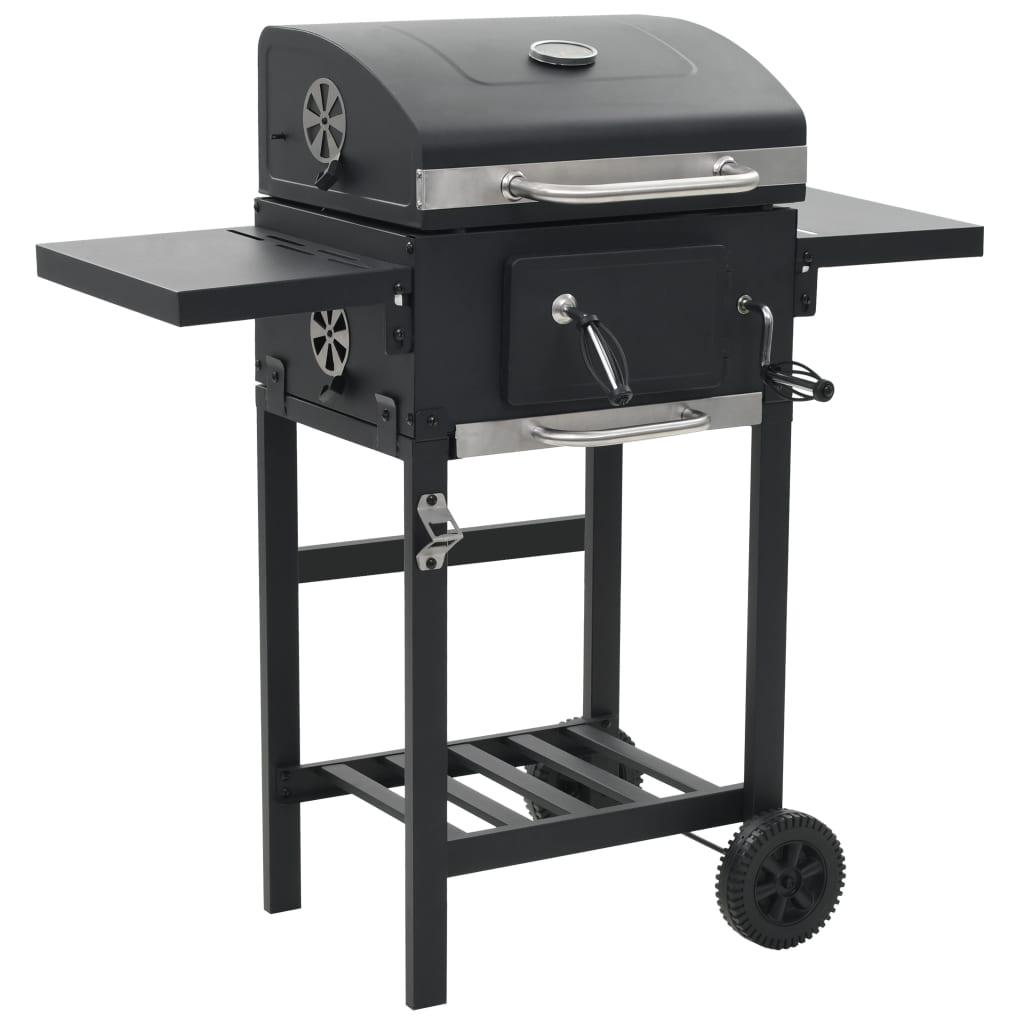 Charcoal-Fueled BBQ Grill with Bottom Shelf Black at Set Shop and Smile