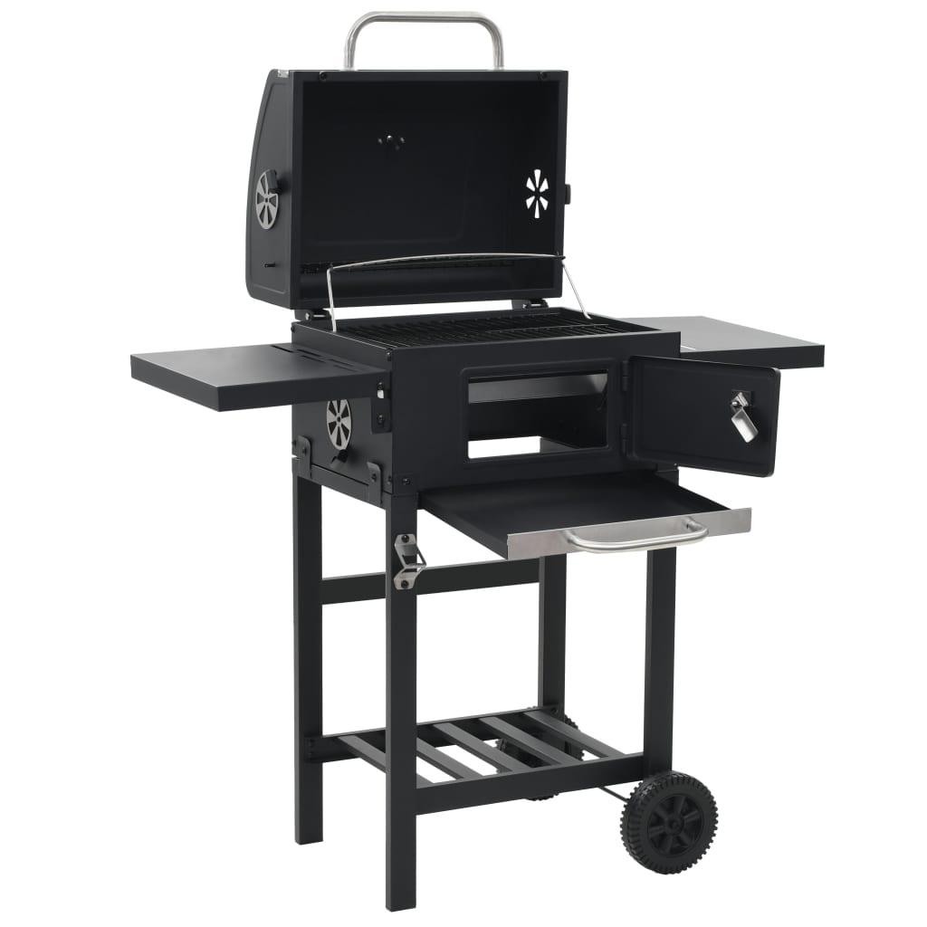 Charcoal-Fueled BBQ Grill with Bottom Shelf Black at Set Shop and Smile