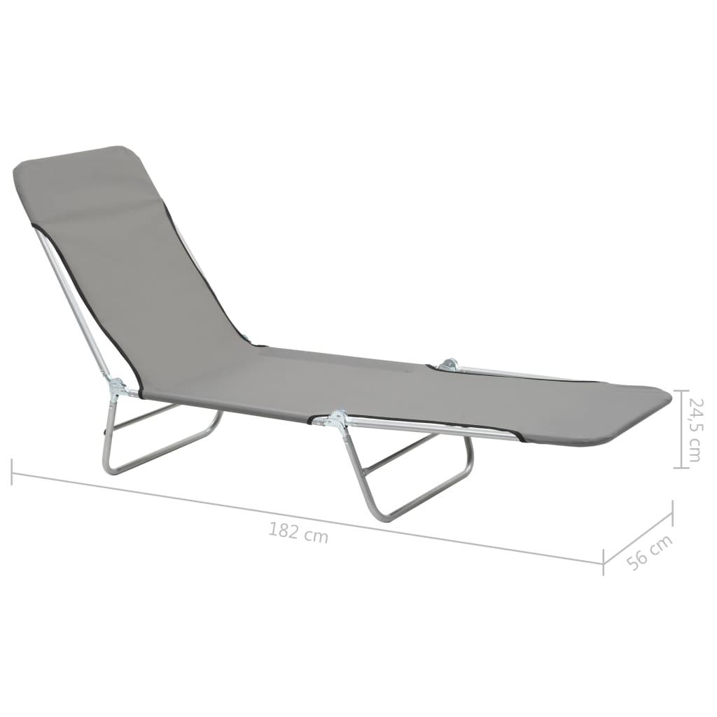Folding Sun Loungers 2 pcs Steel and Fabric Gray at Set Shop and Smile