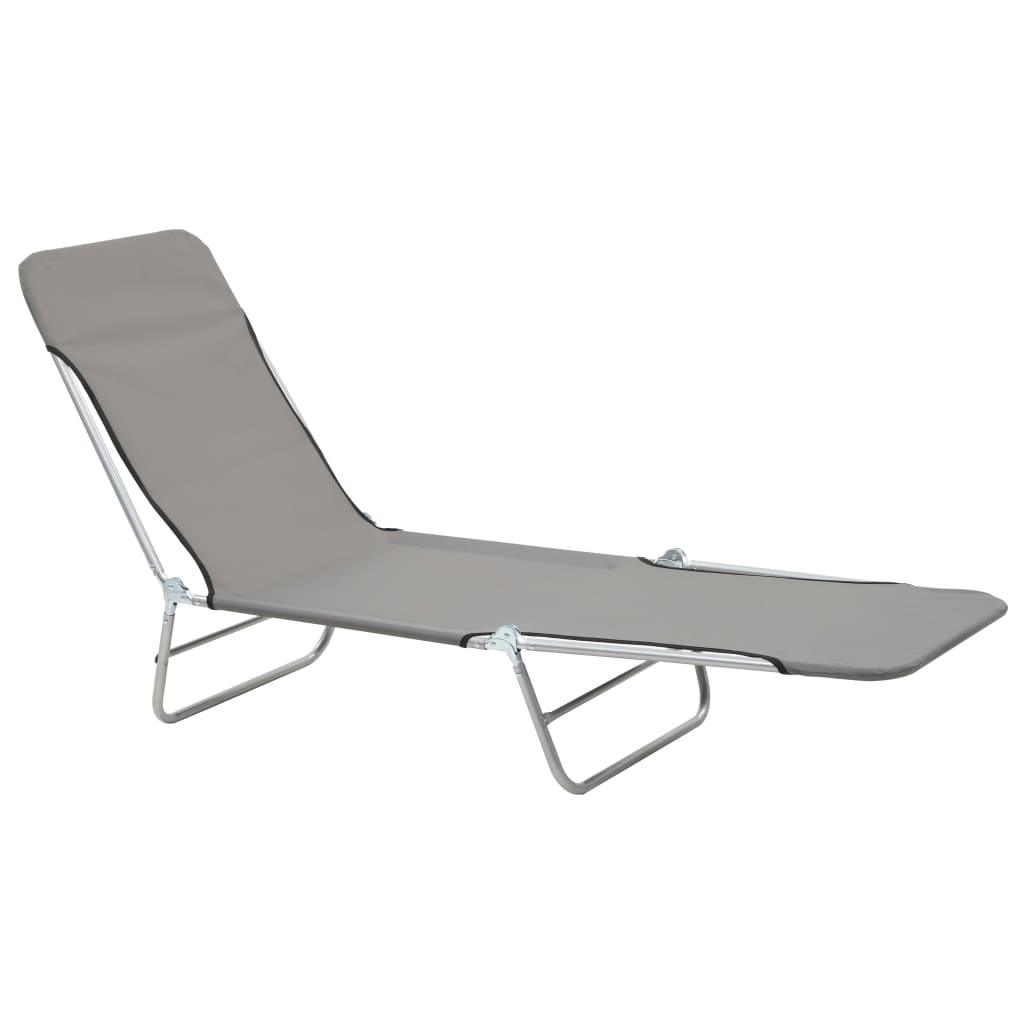 Folding Sun Loungers 2 pcs Steel and Fabric Gray at Set Shop and Smile
