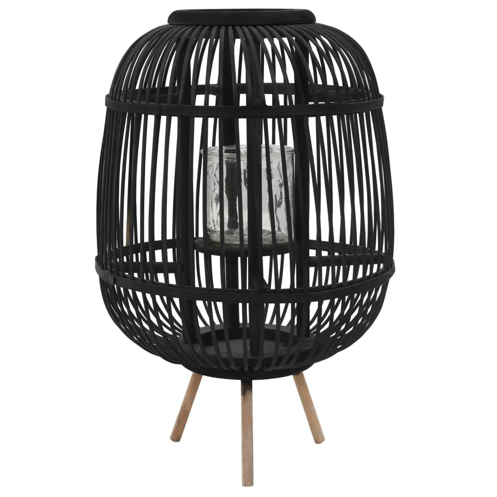 Freestanding Candle Lantern Holder Bamboo Black at Set Shop and Smile
