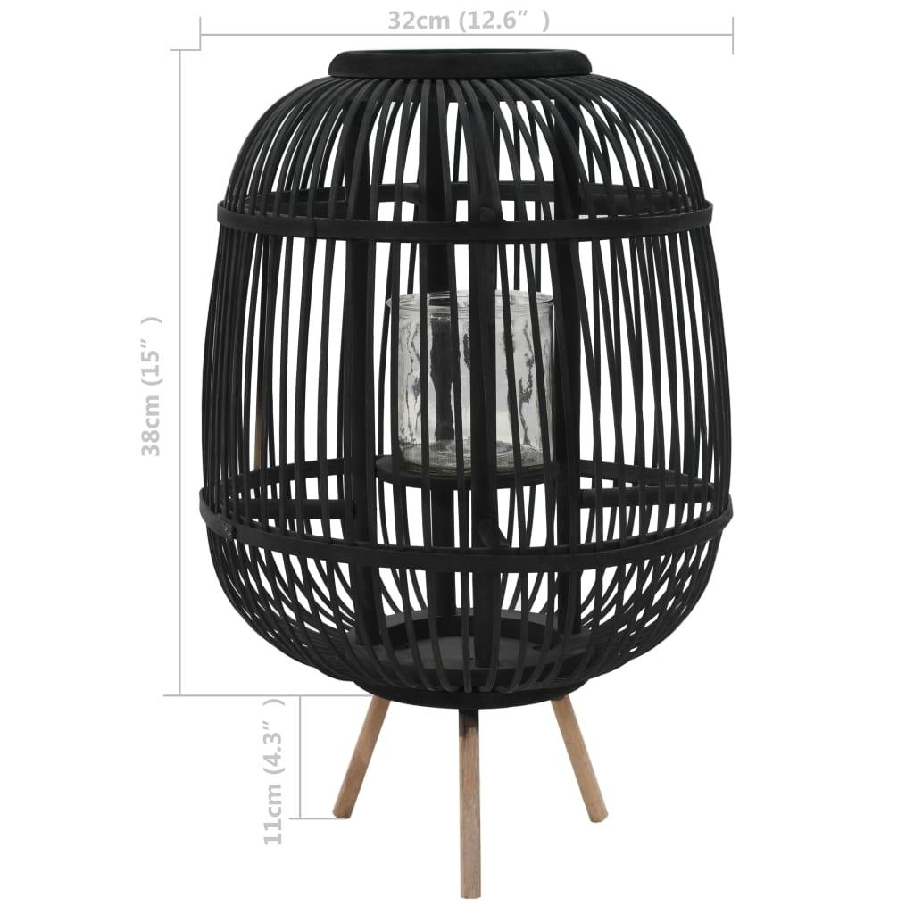 Freestanding Candle Lantern Holder Bamboo Black at Set Shop and Smile