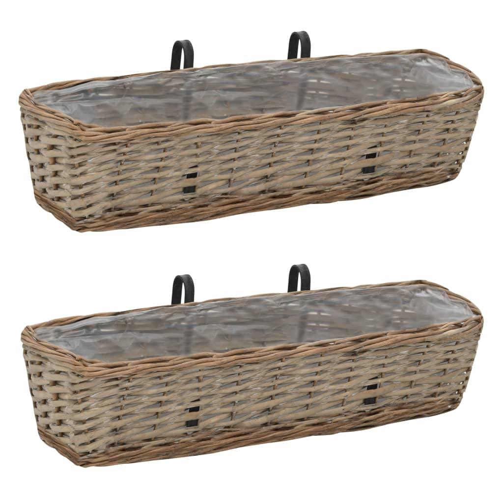 Balcony Planter 2 pcs Wicker with PE Lining 23.6" at Set Shop and Smile